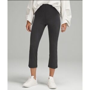 Lululemon Ribbed Softstreme Zip-Leg High-Rise Cropped Pant 25" Gray Black Sz 10
